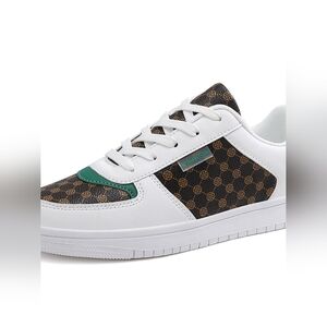 Stylish White and Brown Women's Sneakers